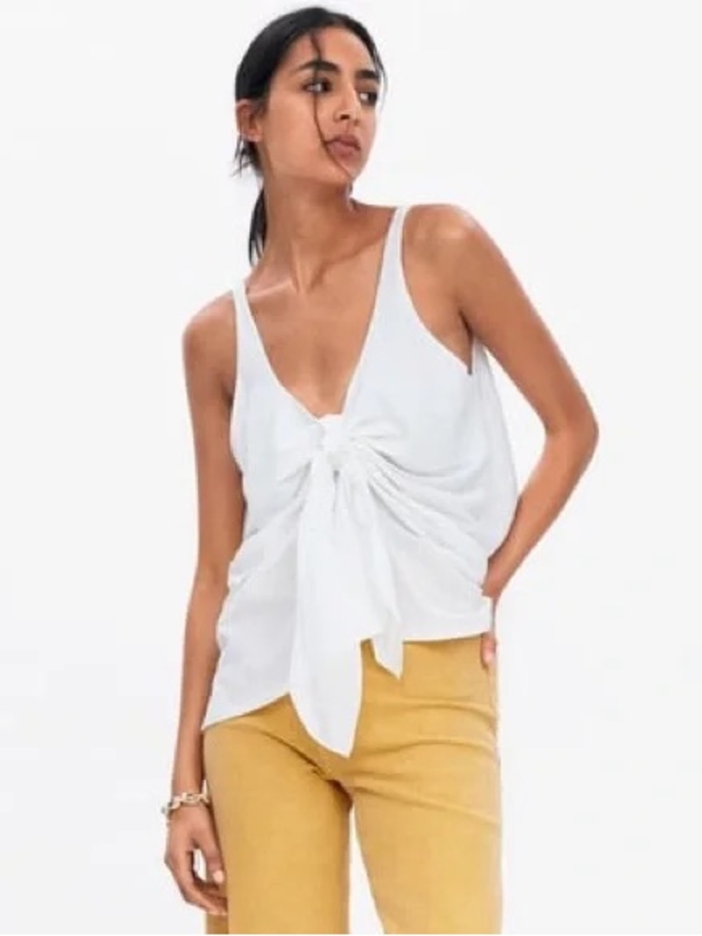 Zara White Twist-Front Camisole